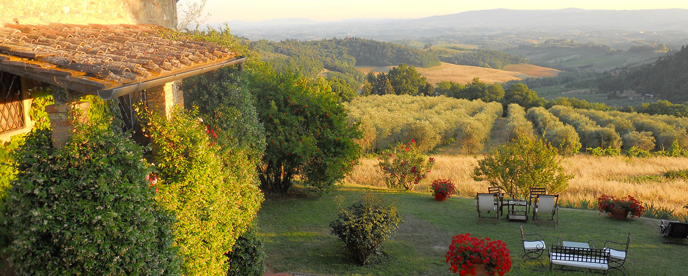 Traditional Tuscan villa set high on a hill in the Chianti overlooking the most stunning scenery